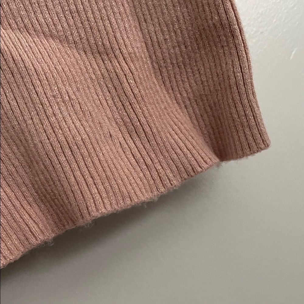 Lush Ribbed Square Neck crop top Blouse in Soft Pink size s - Picture 5 of 8